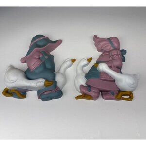 Burwood Pair Goose Wall Plaques Pig Farmer Country Decor 9" Vintage USA 2865-B 1
